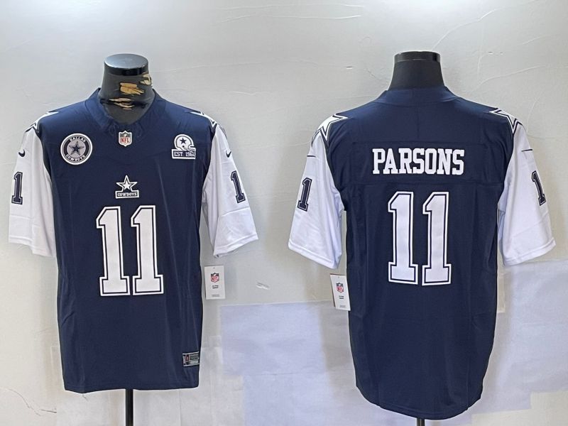Men Dallas Cowboys 11 Parsons Blue 2024 Nike Three generations Vapor Limited NFL Jersey style 6